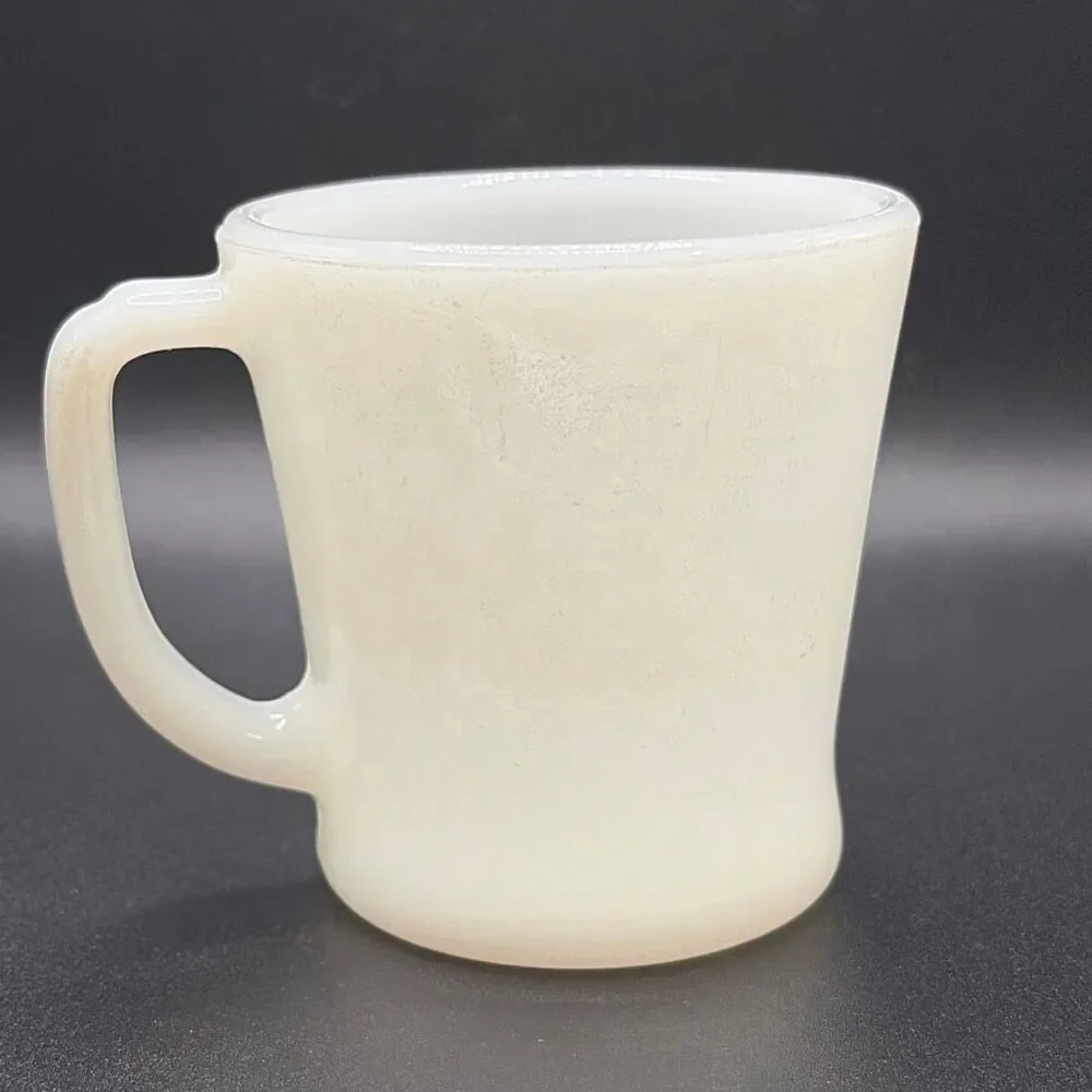 Vintage Fire King White‎ Milk Glass Set of 2 Coffee Mugs 8oz USA 1950's